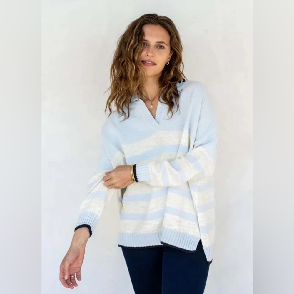 Mersea Marina Polo Sweater in Sky Sea Salt